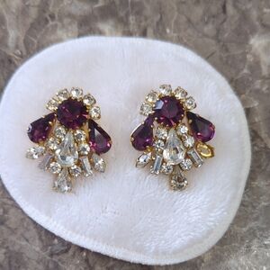 Elegant Purple and Gold Crystal Earrings